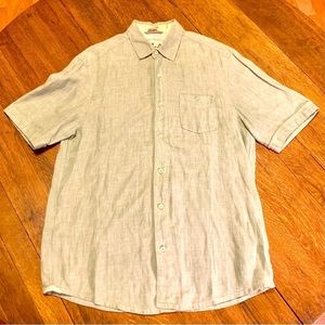 Tommy Bahama Relax 100% Linen Button Up Shirt Men’s Size M Green Short Sleeve